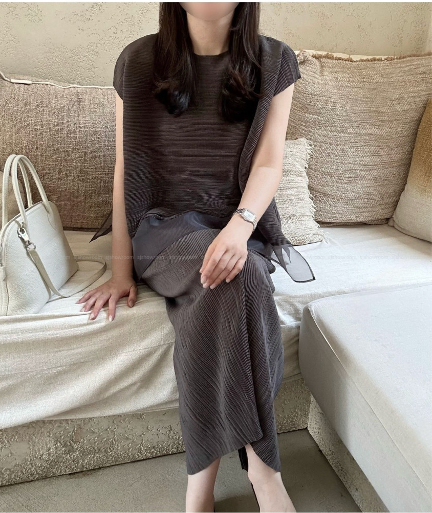 ✨ 노리타 플리츠 시스루 세트 ✨ 여리핏 체형커버 플리츠 투피스 · 시원한 여름룩 · 모임룩 여행룩 추천 | Norita Pleated Sheer Set ✨ Lightweight Pleated Two-Piece · Elegant Summer Outfit