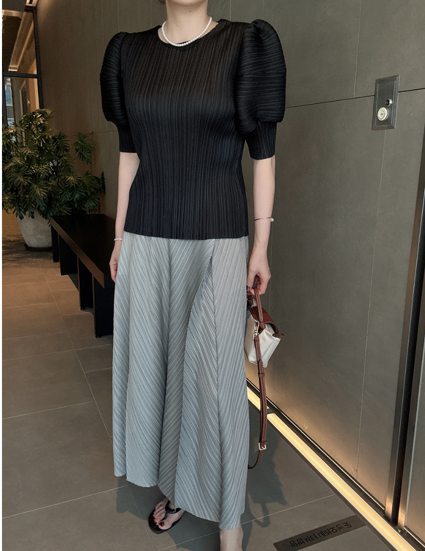 ✨ [88까지 가능] 호박 플리츠 와이드 팬츠 · 프리미엄 플리츠 · 체형커버 · 밴딩팬츠 · 통팬츠 · 냉감팬츠 · 여름팬츠 · 소멸팬츠 · 교회룩 · 모임룩 | Pumpkin Pleated Wide Pants