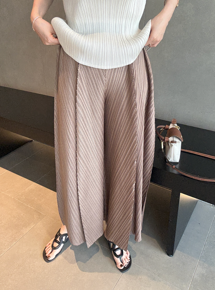 ✨ [88까지 가능] 호박 플리츠 와이드 팬츠 · 프리미엄 플리츠 · 체형커버 · 밴딩팬츠 · 통팬츠 · 냉감팬츠 · 여름팬츠 · 소멸팬츠 · 교회룩 · 모임룩 | Pumpkin Pleated Wide Pants