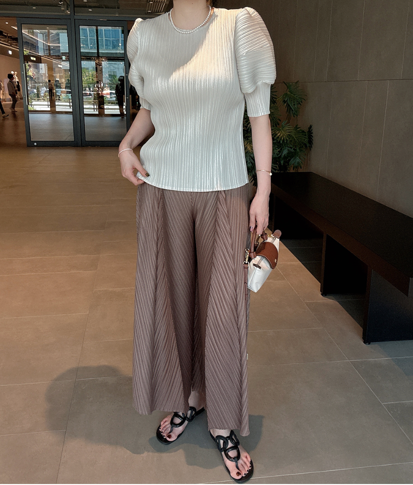 ✨ [88까지 가능] 호박 플리츠 와이드 팬츠 · 프리미엄 플리츠 · 체형커버 · 밴딩팬츠 · 통팬츠 · 냉감팬츠 · 여름팬츠 · 소멸팬츠 · 교회룩 · 모임룩 | Pumpkin Pleated Wide Pants