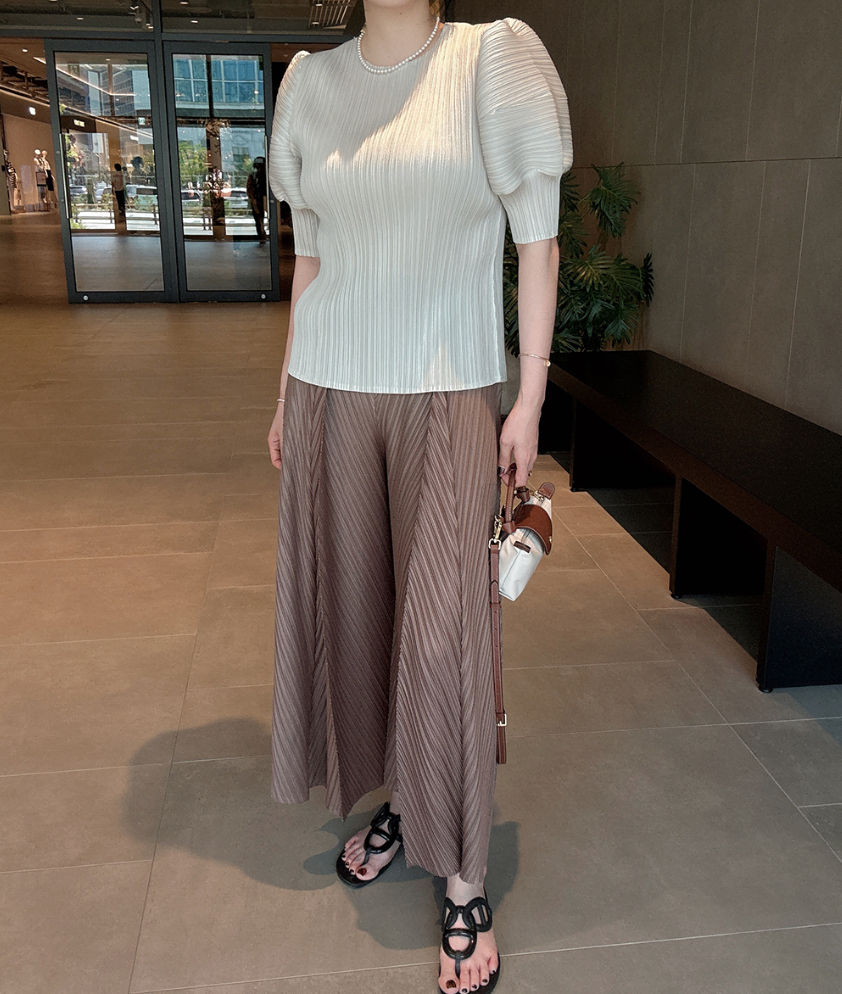 ✨ [88까지 가능] 호박 플리츠 와이드 팬츠 · 프리미엄 플리츠 · 체형커버 · 밴딩팬츠 · 통팬츠 · 냉감팬츠 · 여름팬츠 · 소멸팬츠 · 교회룩 · 모임룩 | Pumpkin Pleated Wide Pants