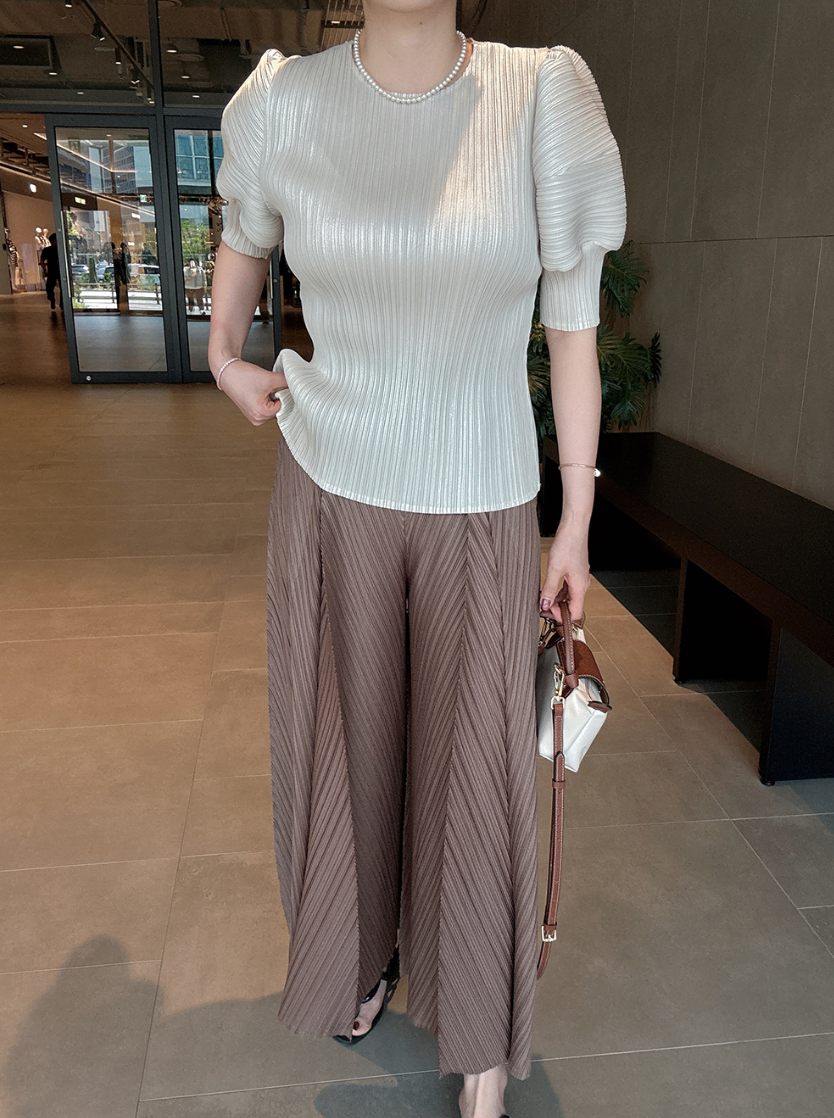 ✨ [88까지 가능] 호박 플리츠 와이드 팬츠 · 프리미엄 플리츠 · 체형커버 · 밴딩팬츠 · 통팬츠 · 냉감팬츠 · 여름팬츠 · 소멸팬츠 · 교회룩 · 모임룩 | Pumpkin Pleated Wide Pants