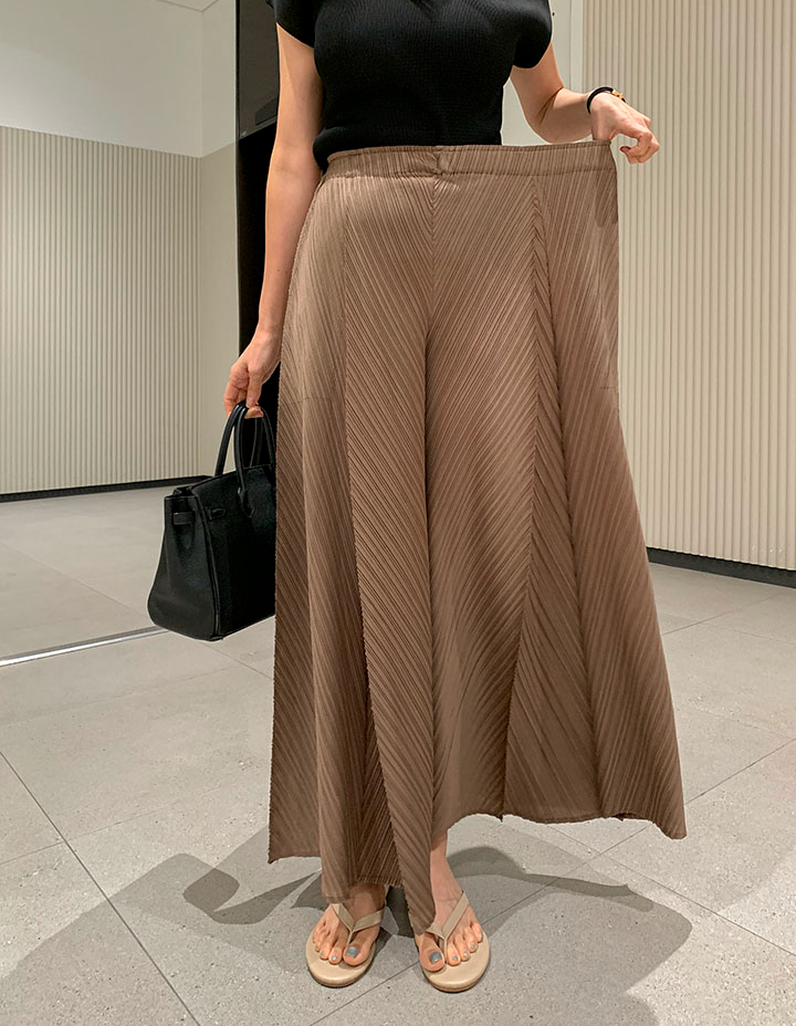 ✨ [88까지 가능] 호박 플리츠 와이드 팬츠 · 프리미엄 플리츠 · 체형커버 · 밴딩팬츠 · 통팬츠 · 냉감팬츠 · 여름팬츠 · 소멸팬츠 · 교회룩 · 모임룩 | Pumpkin Pleated Wide Pants