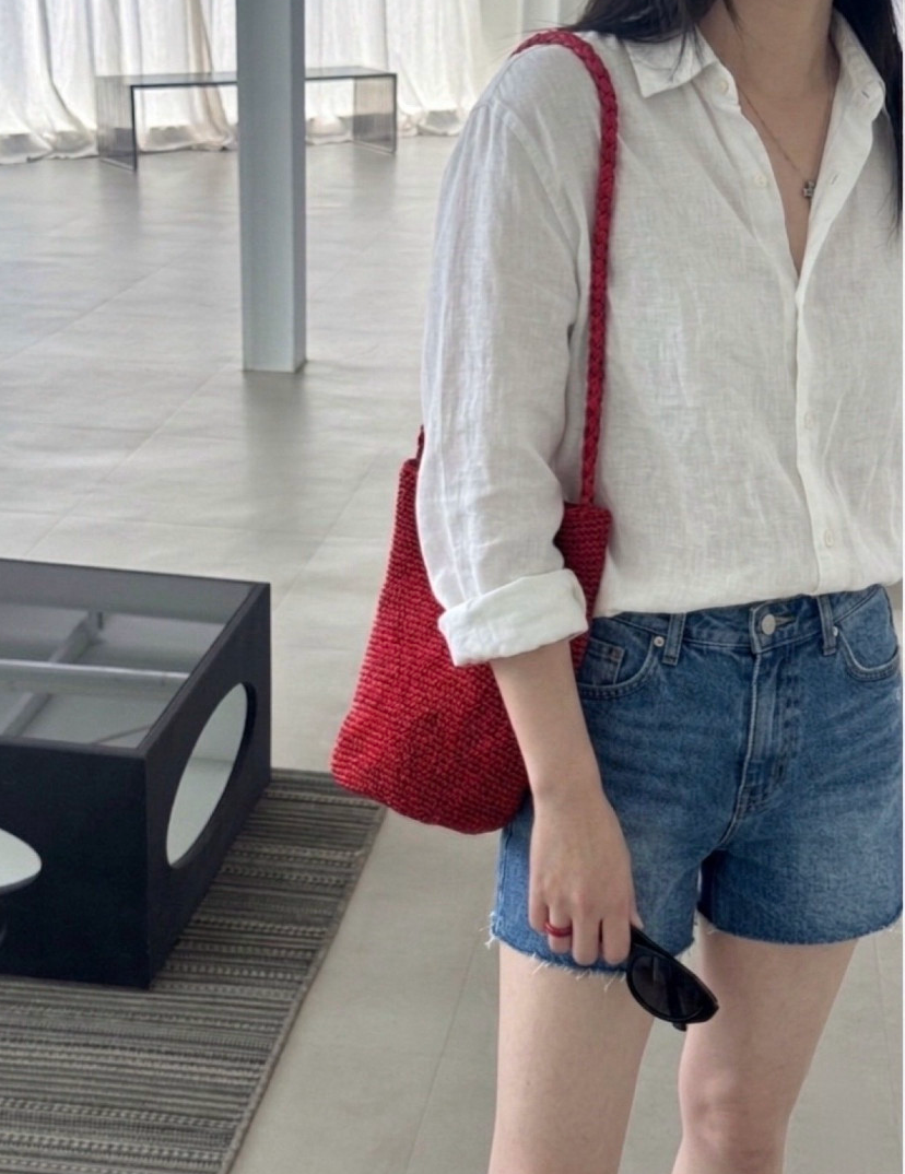 ✨ 프리미엄 메탈 니트백 | 탄탄한 자립형 디자인 | 여름 포인트 숄더백 ✨ ✨ Premium Metallic Knit Bag | Structured Self-Standing Design | Chic Summer Shoulder Bag ✨