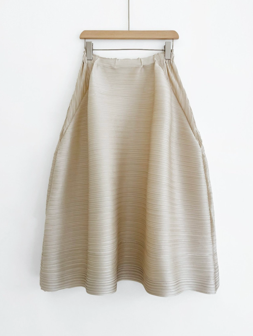 🏺 [88가능]프리미엄 돋보적 입체 가로 플리츠 항아리 벌룬 미디 스커트 │ Sculpted Horizontal Pleated Balloon Midi Skirt with Tummy Control · 체형커버 · 밴딩허리 · 우아한 볼륨핏 · 88까지 추천