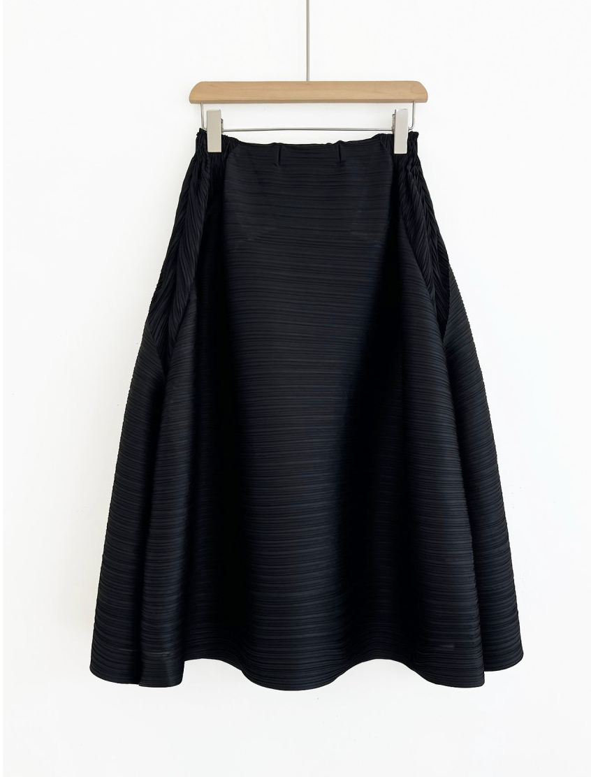 🏺 [88가능]프리미엄 돋보적 입체 가로 플리츠 항아리 벌룬 미디 스커트 │ Sculpted Horizontal Pleated Balloon Midi Skirt with Tummy Control · 체형커버 · 밴딩허리 · 우아한 볼륨핏 · 88까지 추천
