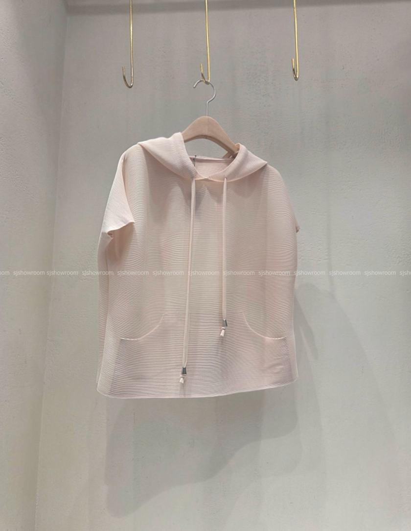 🏺✨ 플리츠 후드 반팔 티셔츠[긴팔보다 조금 작고 짧아요] │ Effortless Pleats Hoodie Tee │ 77까지 여유핏 데일리 플리츠 탑
