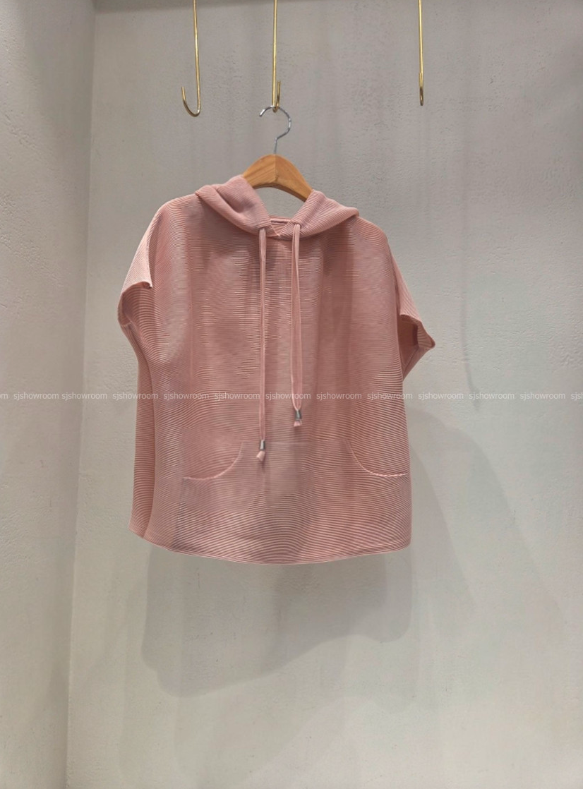 🏺✨ 플리츠 후드 반팔 티셔츠[긴팔보다 조금 작고 짧아요] │ Effortless Pleats Hoodie Tee │ 77까지 여유핏 데일리 플리츠 탑
