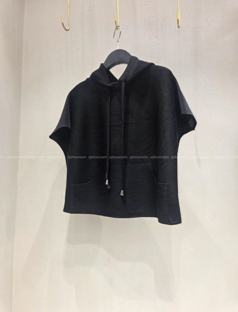 🏺✨ 플리츠 후드 반팔 티셔츠[긴팔보다 조금 작고 짧아요] │ Effortless Pleats Hoodie Tee │ 77까지 여유핏 데일리 플리츠 탑