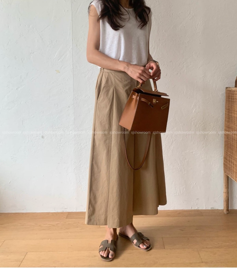 ✨🖤 [66-77초반까지 가능] [데일리템]럭키룸 핀턱 9부 쌍침 와이드팬츠 │ Luckyroom Pintuck Double Stitch Wide Pants
