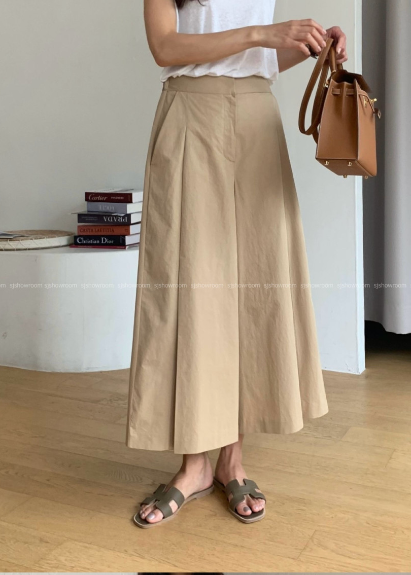 ✨🖤 [66-77초반까지 가능] [데일리템]럭키룸 핀턱 9부 쌍침 와이드팬츠 │ Luckyroom Pintuck Double Stitch Wide Pants