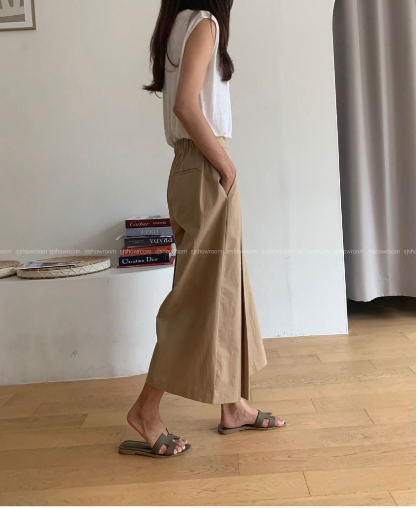 ✨🖤 [66-77초반까지 가능] [데일리템]럭키룸 핀턱 9부 쌍침 와이드팬츠 │ Luckyroom Pintuck Double Stitch Wide Pants