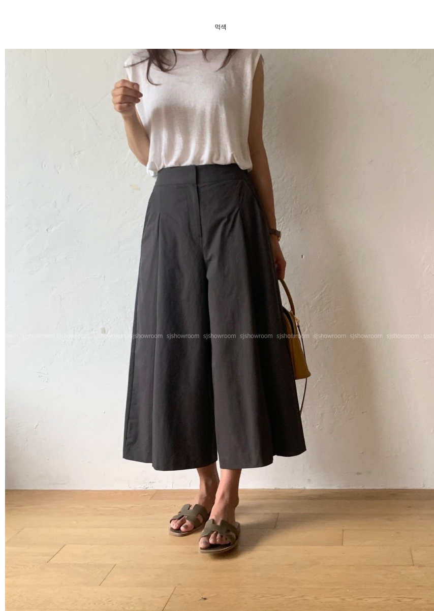 ✨🖤 [66-77초반까지 가능] [데일리템]럭키룸 핀턱 9부 쌍침 와이드팬츠 │ Luckyroom Pintuck Double Stitch Wide Pants