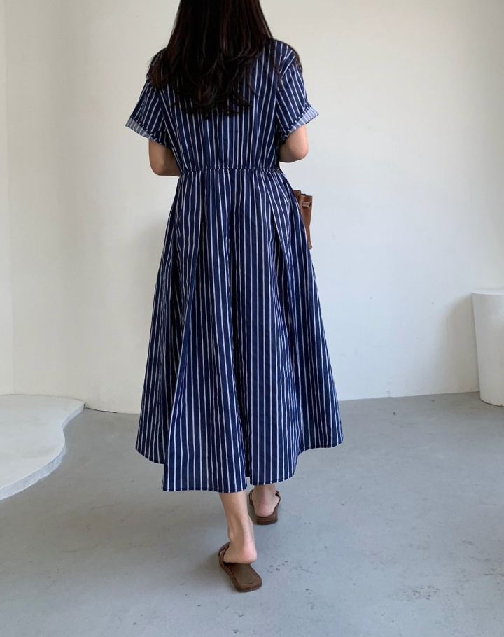 🌿👗 럭키룸 스트라이프 초이스 밴딩 원피스 │ Stripe Waist Elastic Midi Dress │ Easy Daily Feminine Dress