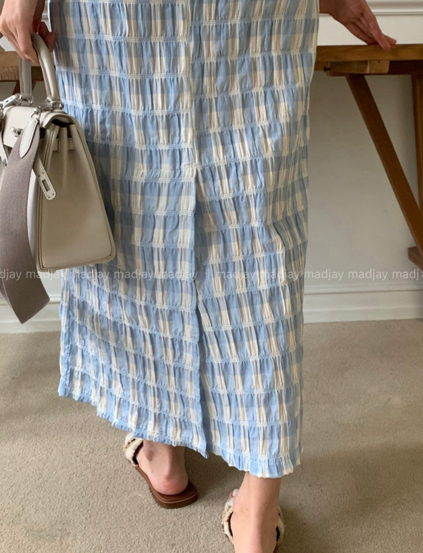 🖤🌿 럭키룸 레이첼 체크 일자 스커트 │ Lucky Room Rachel Check Straight Skirt │ Easy Chic Daily Skirt