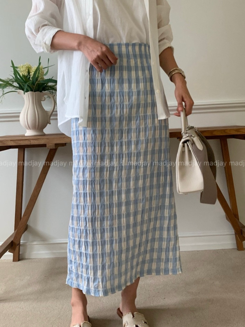 🖤🌿 럭키룸 레이첼 체크 일자 스커트 │ Lucky Room Rachel Check Straight Skirt │ Easy Chic Daily Skirt
