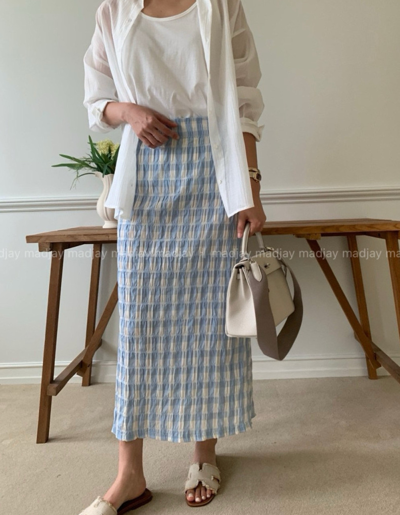 🖤🌿 럭키룸 레이첼 체크 일자 스커트 │ Lucky Room Rachel Check Straight Skirt │ Easy Chic Daily Skirt