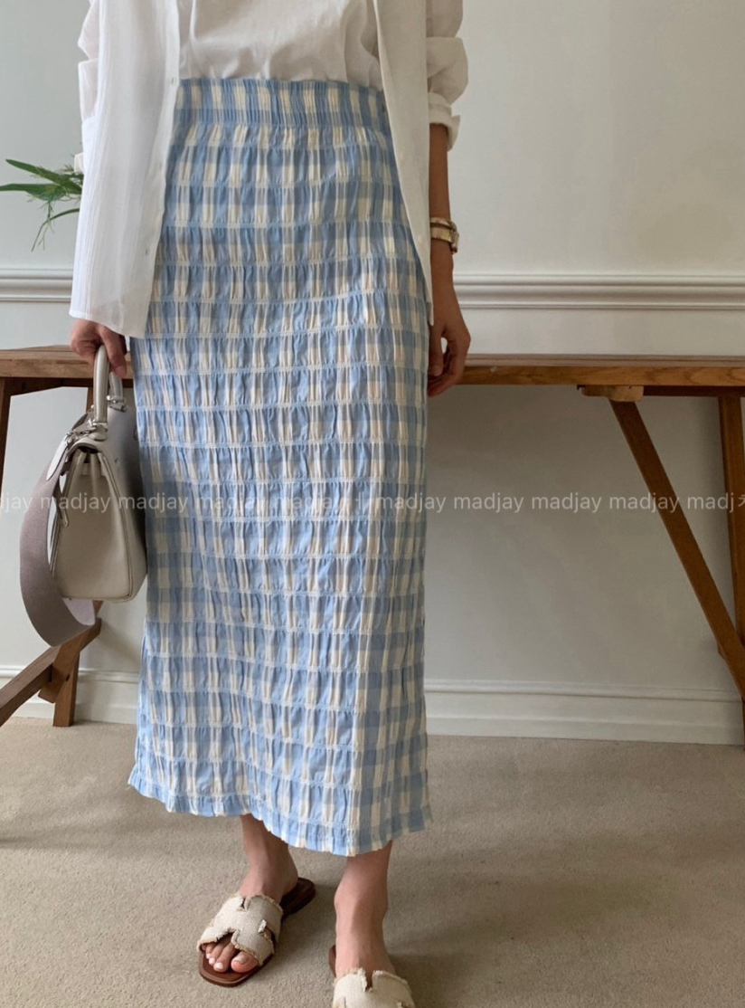🖤🌿 럭키룸 레이첼 체크 일자 스커트 │ Lucky Room Rachel Check Straight Skirt │ Easy Chic Daily Skirt