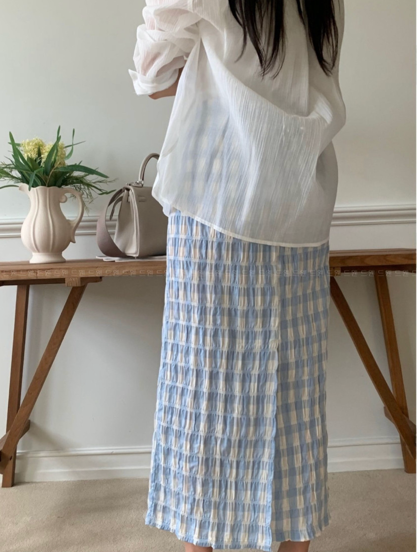 🖤🌿 럭키룸 레이첼 체크 일자 스커트 │ Lucky Room Rachel Check Straight Skirt │ Easy Chic Daily Skirt