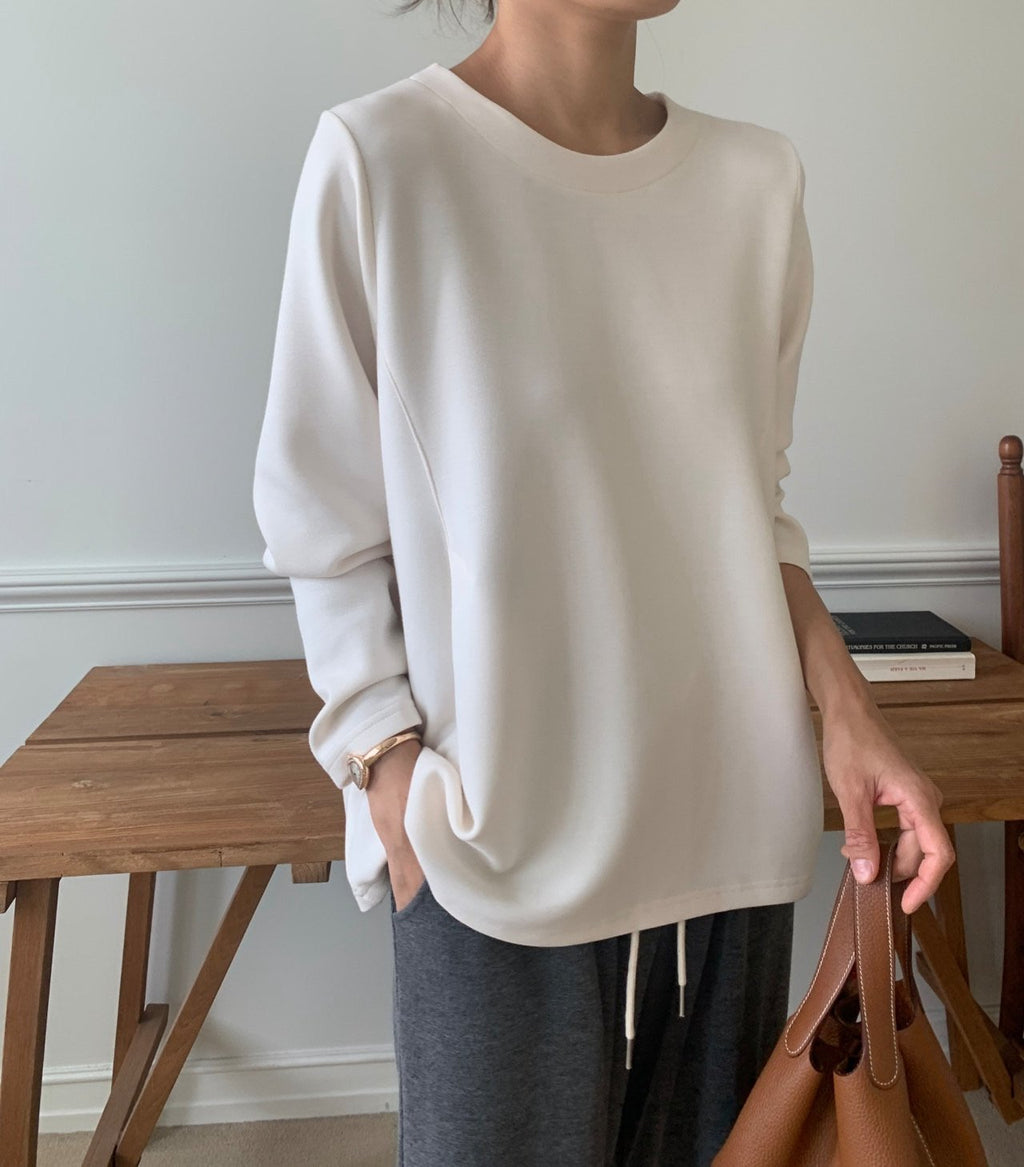 🖤 [럭키룸 라인이 예쁜 분또] 사이드 다트 A라인 긴팔 티셔츠 | Soft Structured Dart A-Line Long Sleeve Top