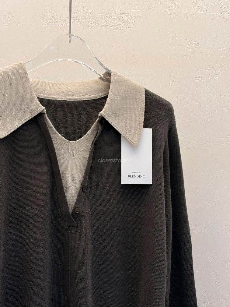 ✨ [블렌딩] 엘라 배색 카라 니트 출근룩 원사고급| Ella Contrast Collar Knit 66까지