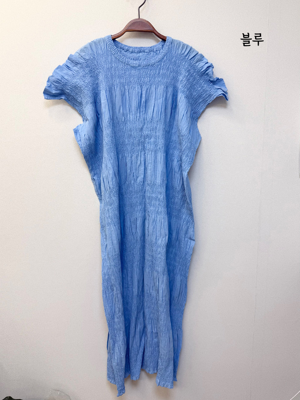 🌿 플리츠 스모그 이세 면 플리츠 롱 원피스 │ Issey Smocked Cotton Pleated Maxi Dress · 캡소매 · 체형커버 · 휴양지원피스 · 내추럴무드 · 55~77반 추천