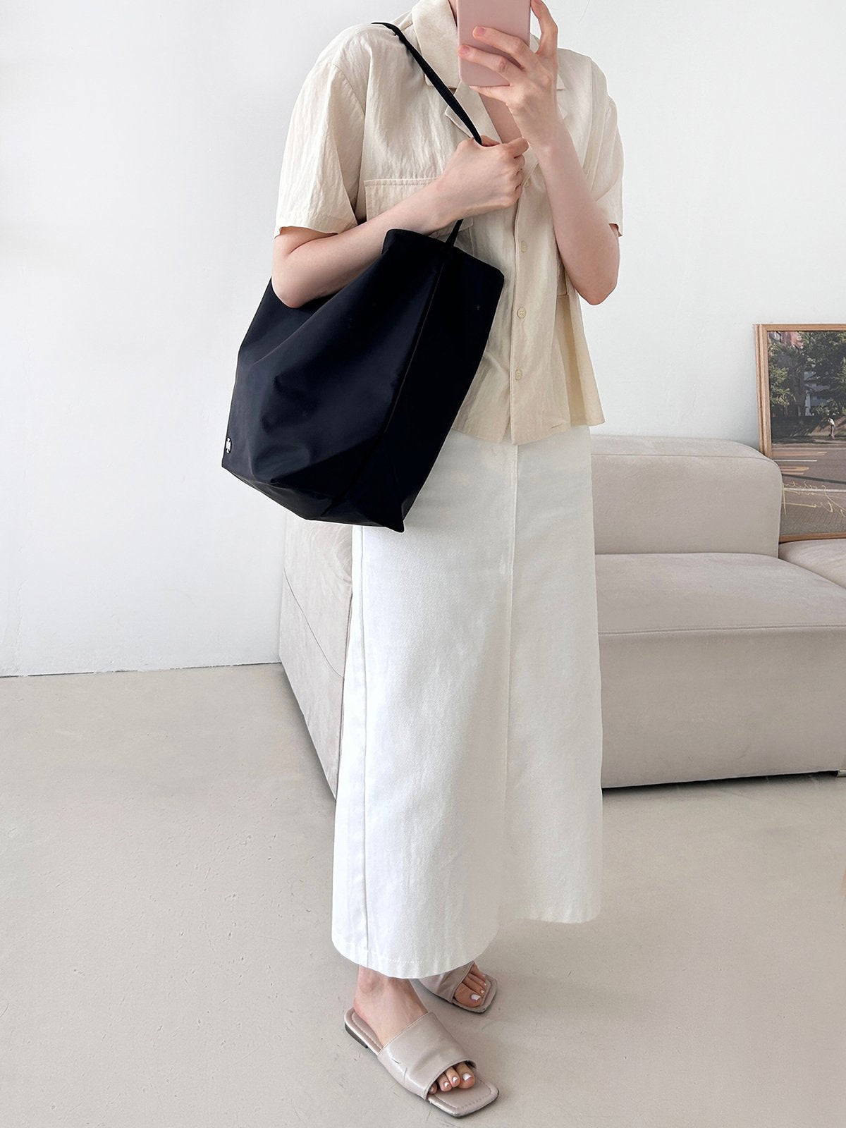 ✨🖤 더 *우 파크 스타일 프리미엄 나일론 숄더백 | Lightweight Everyday Tote | Travel & Daily Bag | 미니멀 데일리백