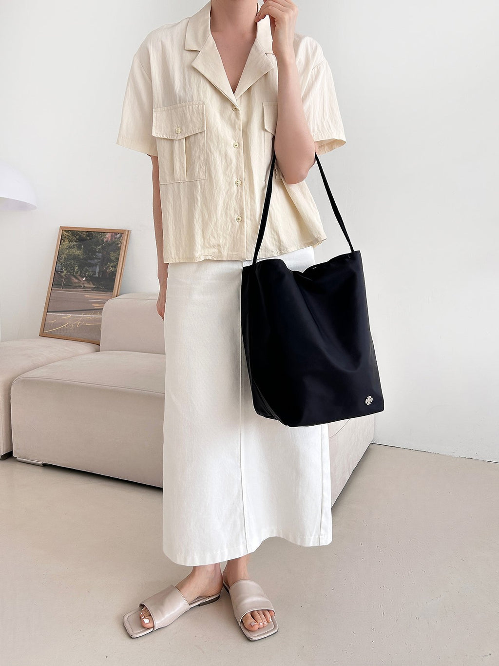 ✨🖤 더 *우 파크 스타일 프리미엄 나일론 숄더백 | Lightweight Everyday Tote | Travel & Daily Bag | 미니멀 데일리백