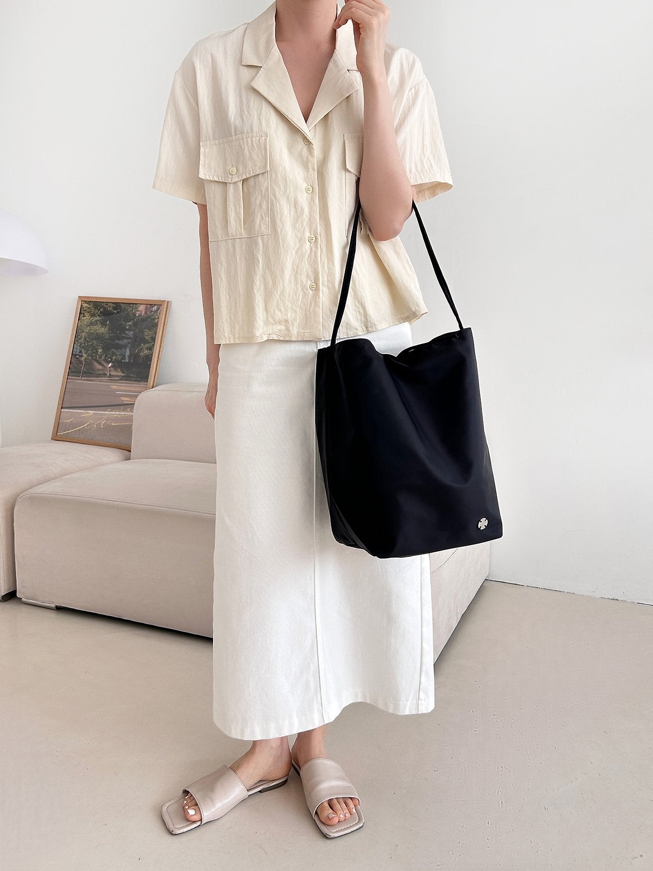 ✨🖤 더 *우 파크 스타일 프리미엄 나일론 숄더백 | Lightweight Everyday Tote | Travel & Daily Bag | 미니멀 데일리백