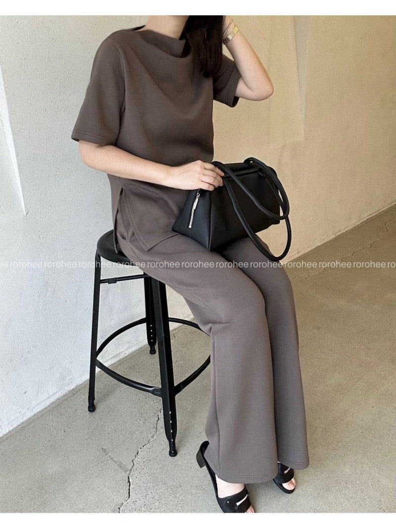 👚 [노리타] 맥킨 텐션 반팔탑 & 와이드 팬츠 가을 투피스 셋업 66까지| McKin Stretch Top & Wide Pants Two-Piece Set