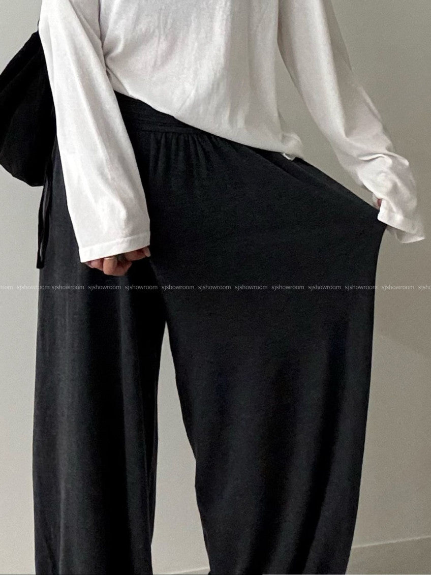 🖤 [울 블렌드] 소프트 와이드 밴딩 조거 팬츠 | Soft Wool Blend Wide Jogger Pants