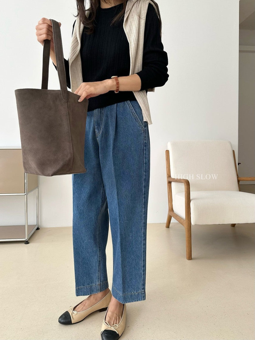 👖 카인드 미니 핀턱 데님 팬츠 | Kind Mini Pintuck Denim Pants