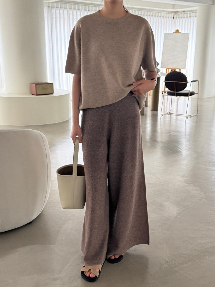 ✨ [PREMIUM LINE] 미네르바 캐시울 루즈핏 홀가먼트 울 100% 와이드 니트 팬츠 | Premium Wholegarment 100% Wool Wide Knit Pants
