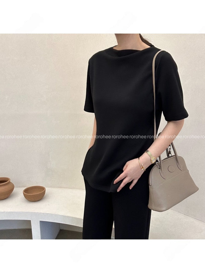 👚 [노리타] 맥킨 텐션 반팔탑 & 와이드 팬츠 가을 투피스 셋업 66까지| McKin Stretch Top & Wide Pants Two-Piece Set