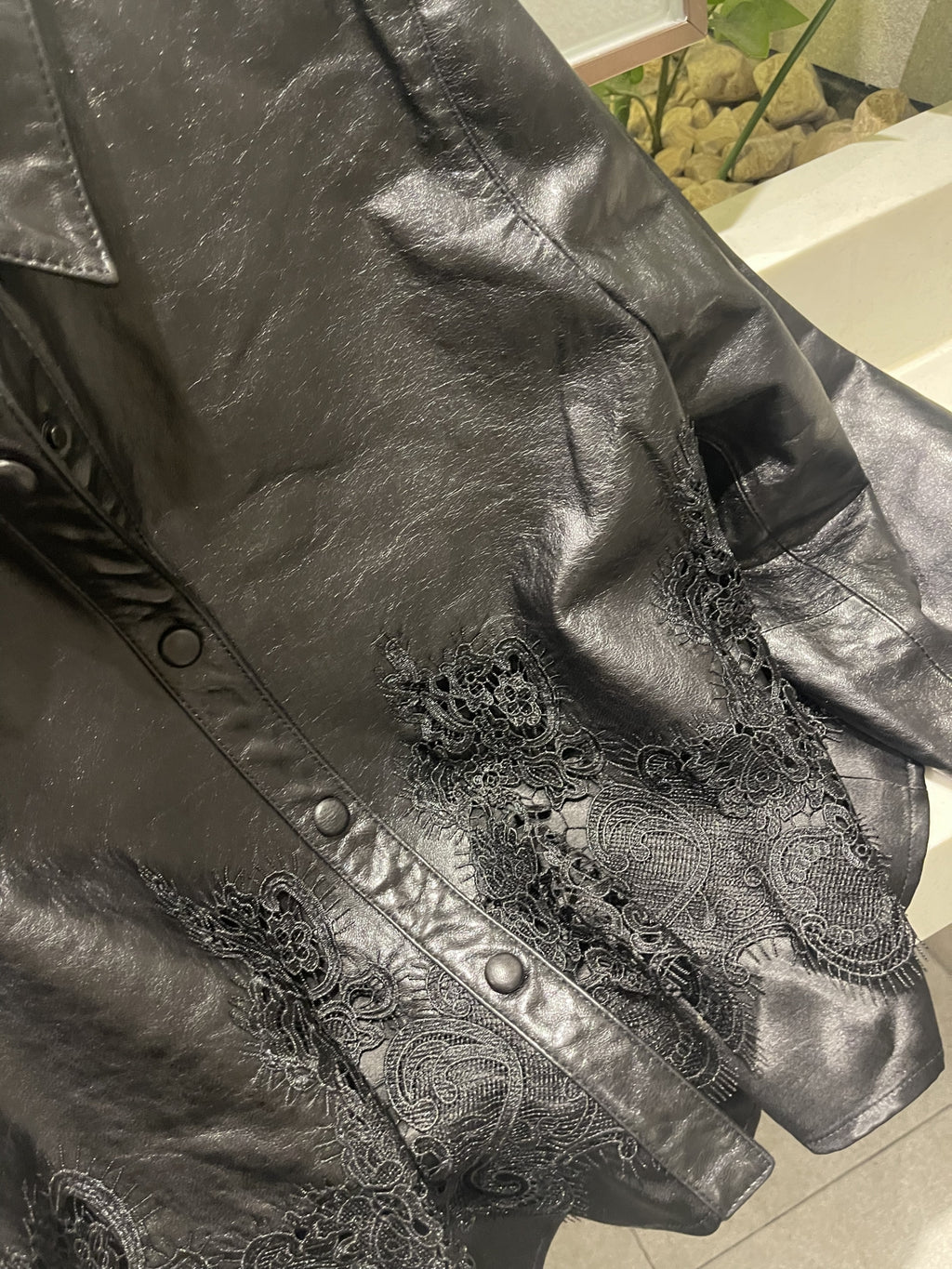 [프리미엄 고가 라인]🖤 청담동 며느리룩[PREMIUM] 100% 리얼 양가죽 레이스 셔츠 자켓 | Premium Lambskin Lace Shirt Jacket