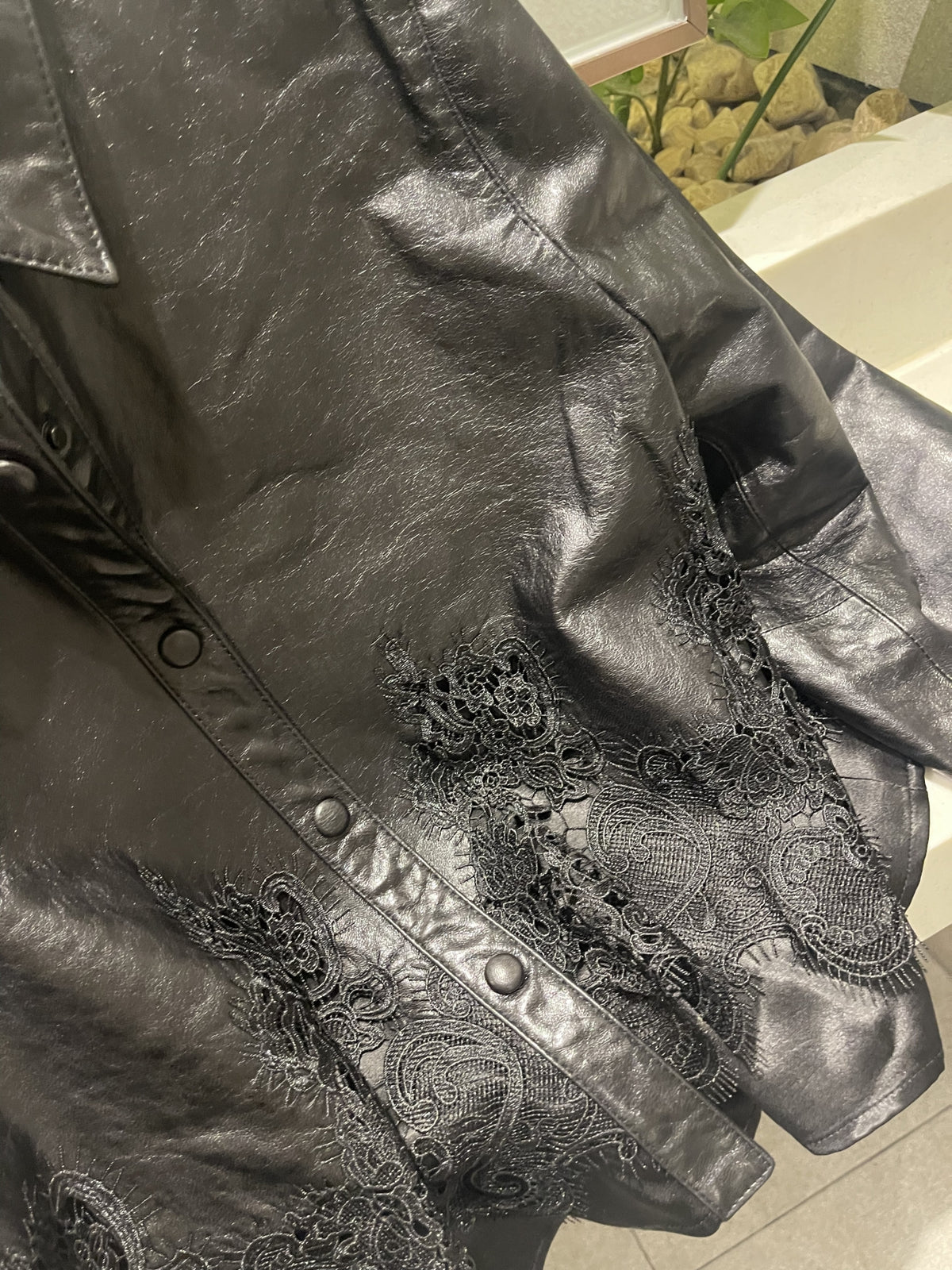 [프리미엄 고가 라인]🖤 청담동 며느리룩[PREMIUM] 100% 리얼 양가죽 레이스 셔츠 자켓 | Premium Lambskin Lace Shirt Jacket