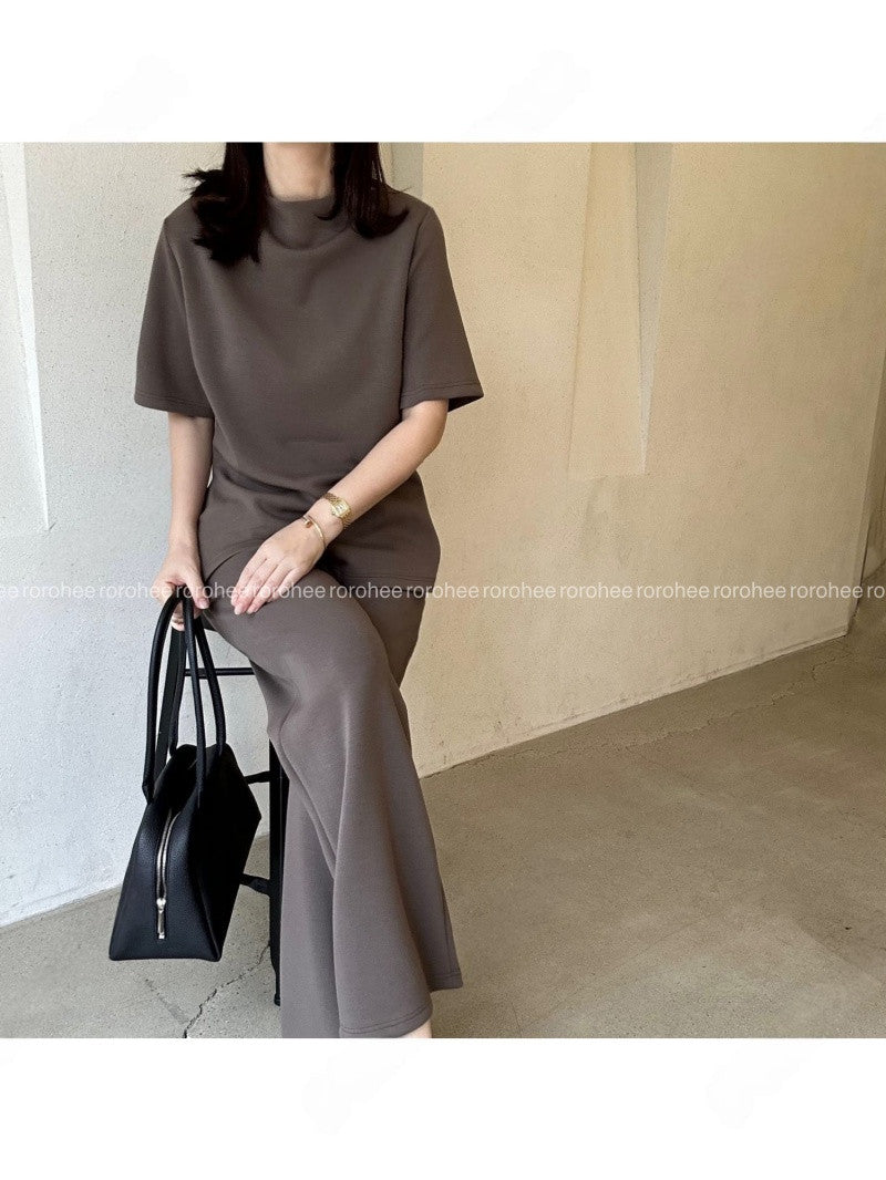👚 [노리타] 맥킨 텐션 반팔탑 & 와이드 팬츠 가을 투피스 셋업 66까지| McKin Stretch Top & Wide Pants Two-Piece Set