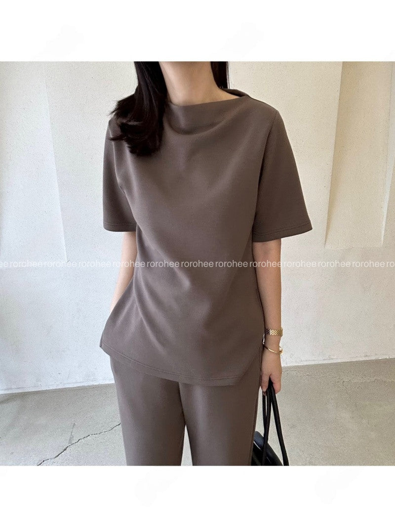 👚 [노리타] 맥킨 텐션 반팔탑 & 와이드 팬츠 가을 투피스 셋업 66까지| McKin Stretch Top & Wide Pants Two-Piece Set