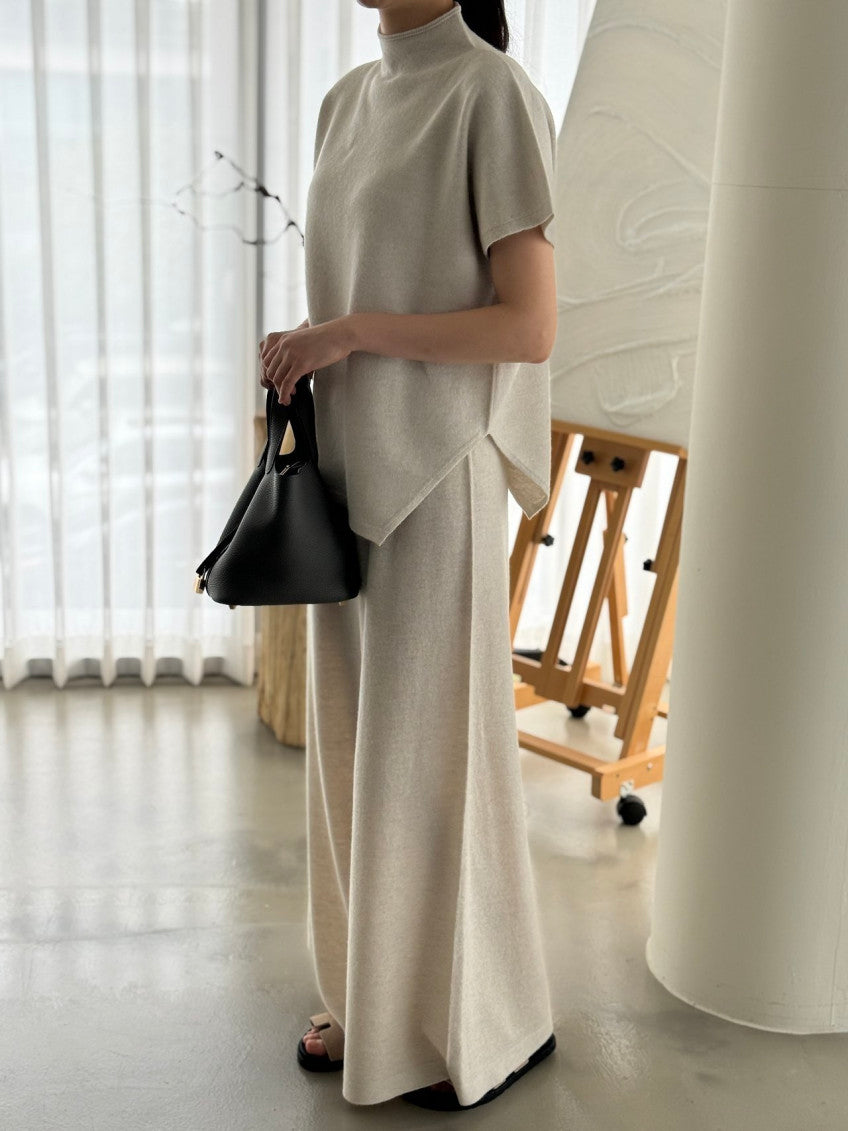 ✨ [PREMIUM LINE] 미네르바 캐시울 루즈핏 홀가먼트 울 100% 와이드 니트 팬츠 | Premium Wholegarment 100% Wool Wide Knit Pants