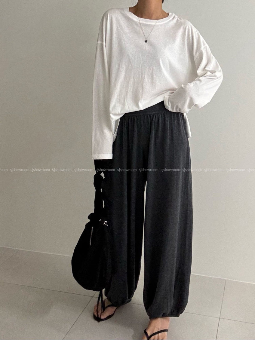 🖤 [울 블렌드] 소프트 와이드 밴딩 조거 팬츠 | Soft Wool Blend Wide Jogger Pants