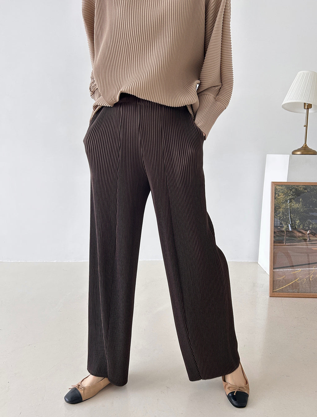 ✨ [플리츠] 도톰 롱 와이드 일자 팬츠 | Thick Pleated Wide-Leg Pants