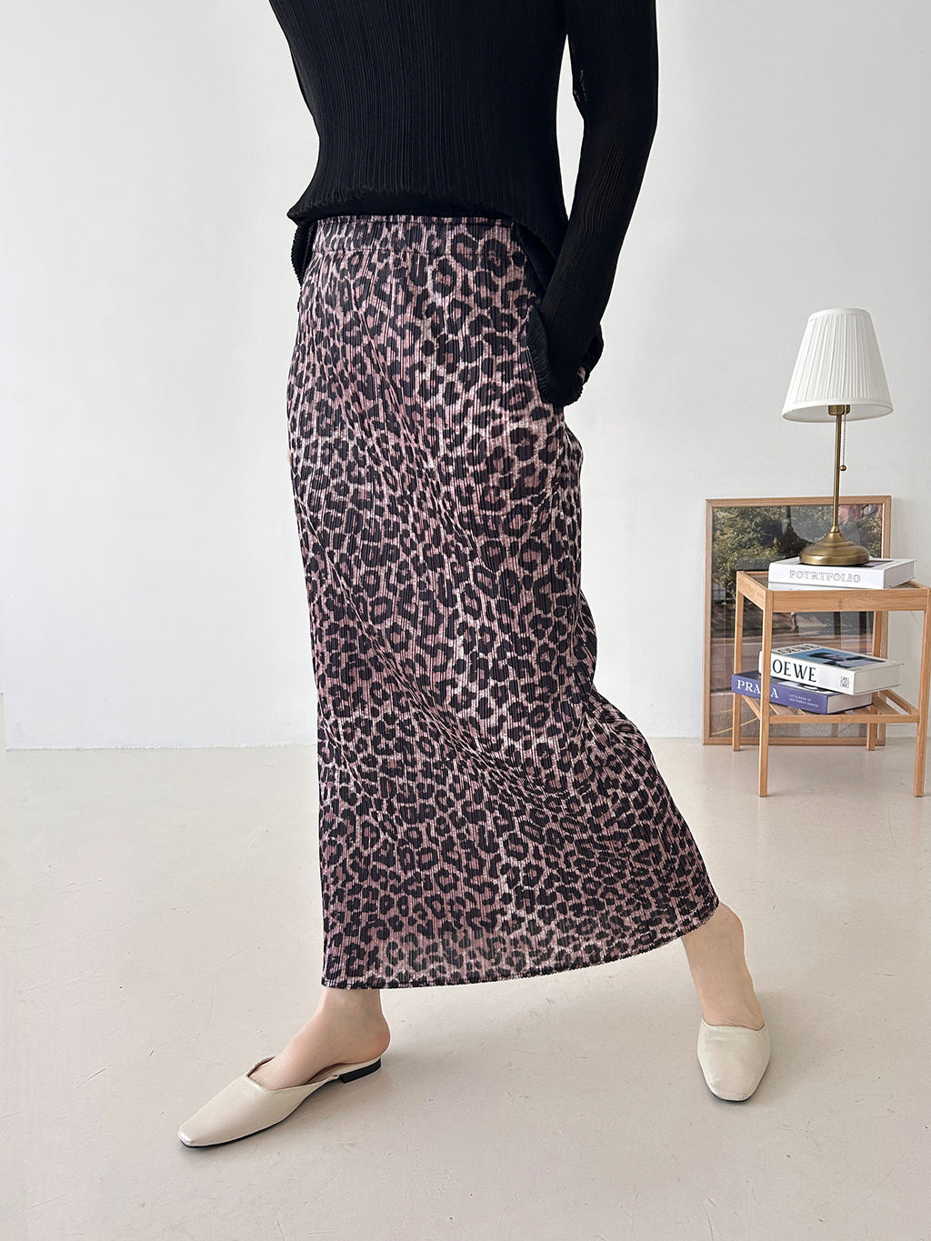 🐆 [플리츠] 레오파드 롱 스커트 | Pleated Leopard Long Skirt