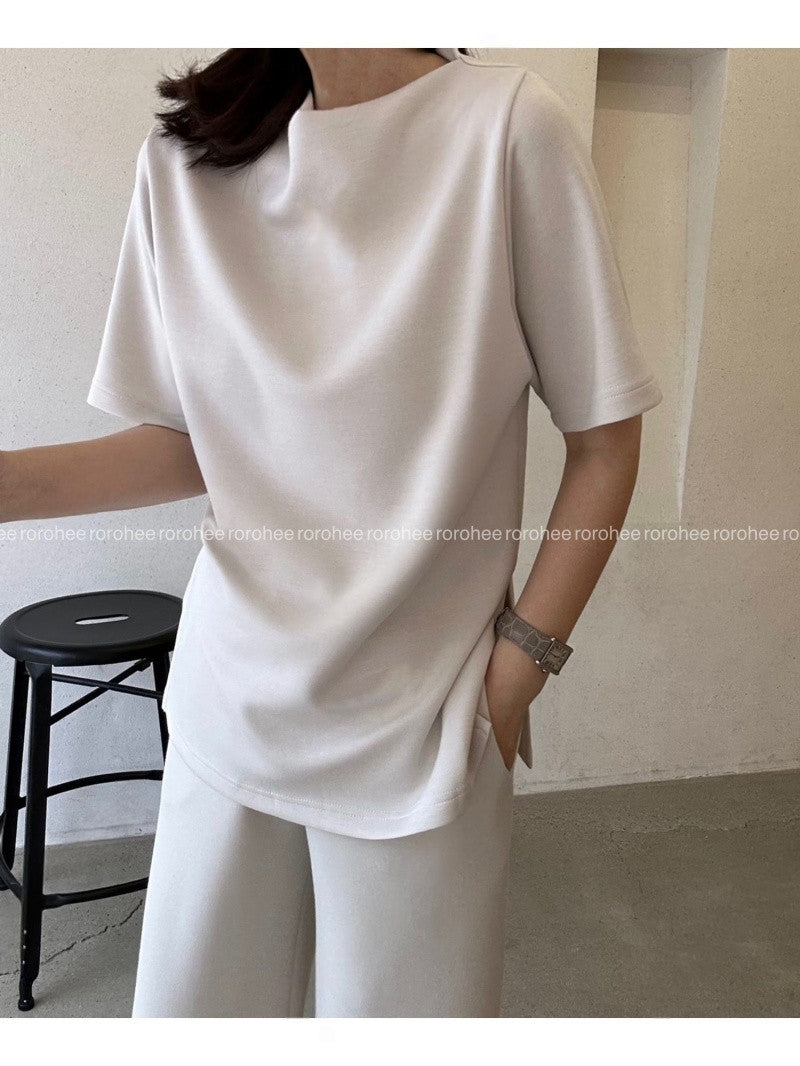 👚 [노리타] 맥킨 텐션 반팔탑 & 와이드 팬츠 가을 투피스 셋업 66까지| McKin Stretch Top & Wide Pants Two-Piece Set