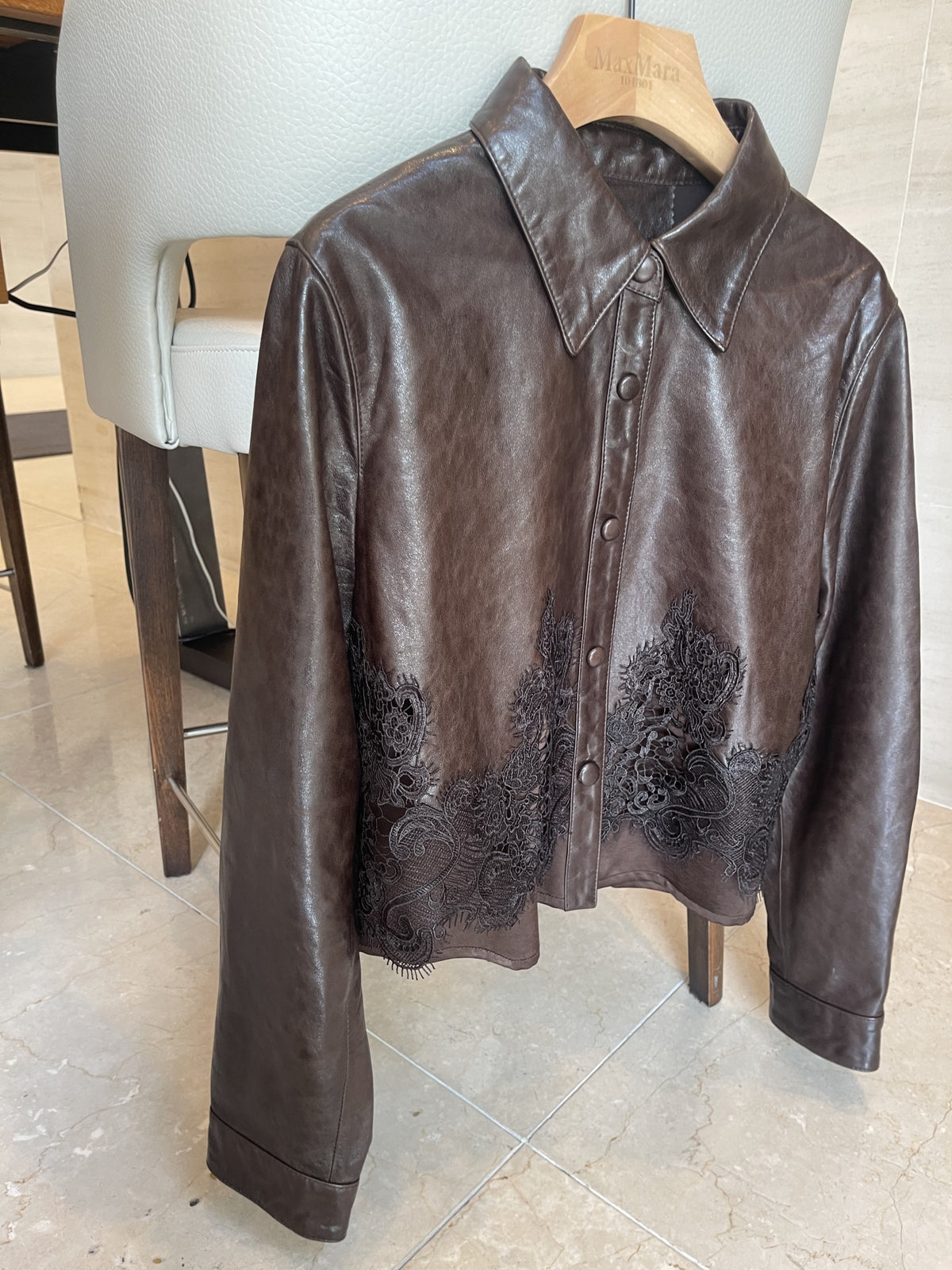 [프리미엄 고가 라인]🖤 청담동 며느리룩[PREMIUM] 100% 리얼 양가죽 레이스 셔츠 자켓 | Premium Lambskin Lace Shirt Jacket