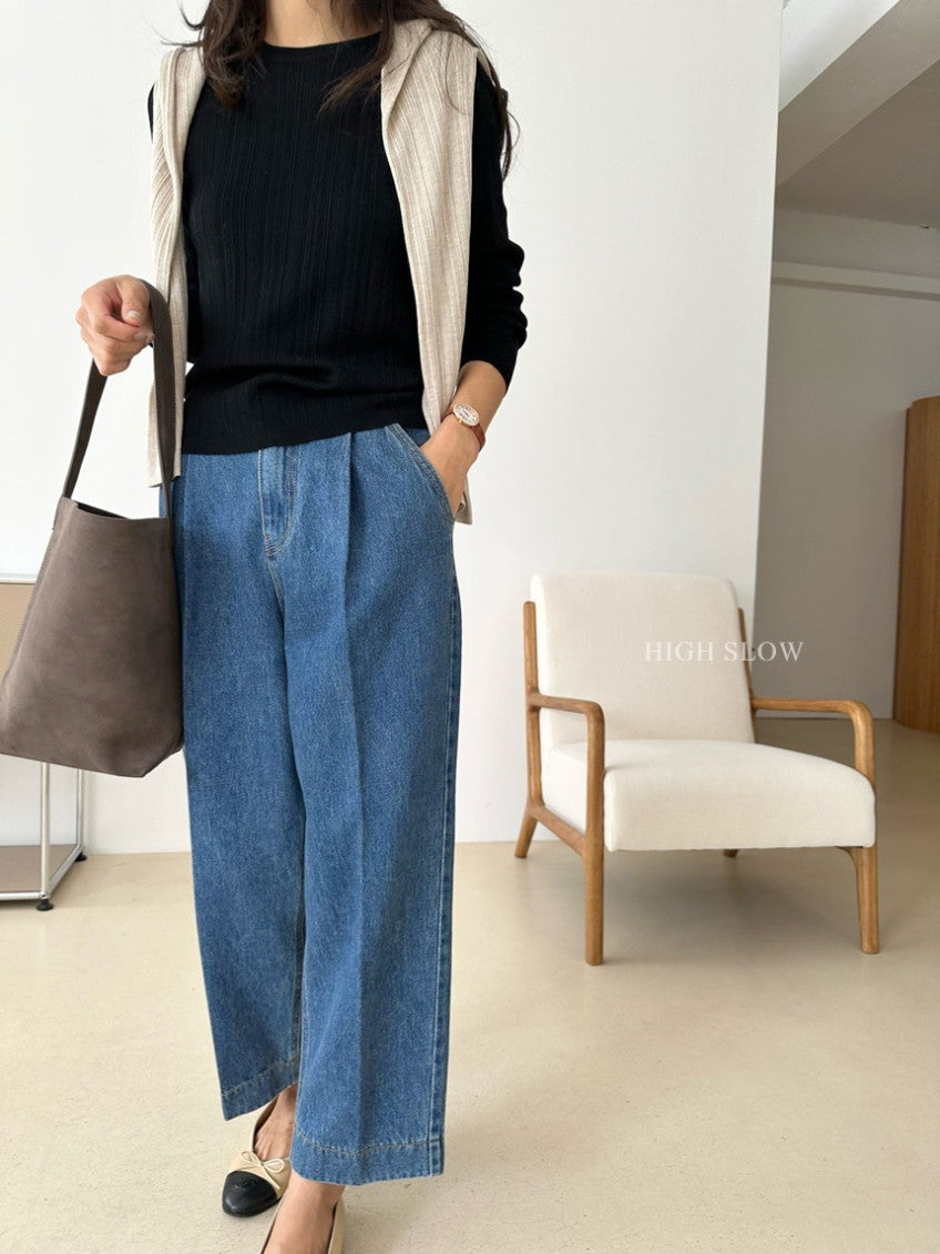 👖 카인드 미니 핀턱 데님 팬츠 | Kind Mini Pintuck Denim Pants