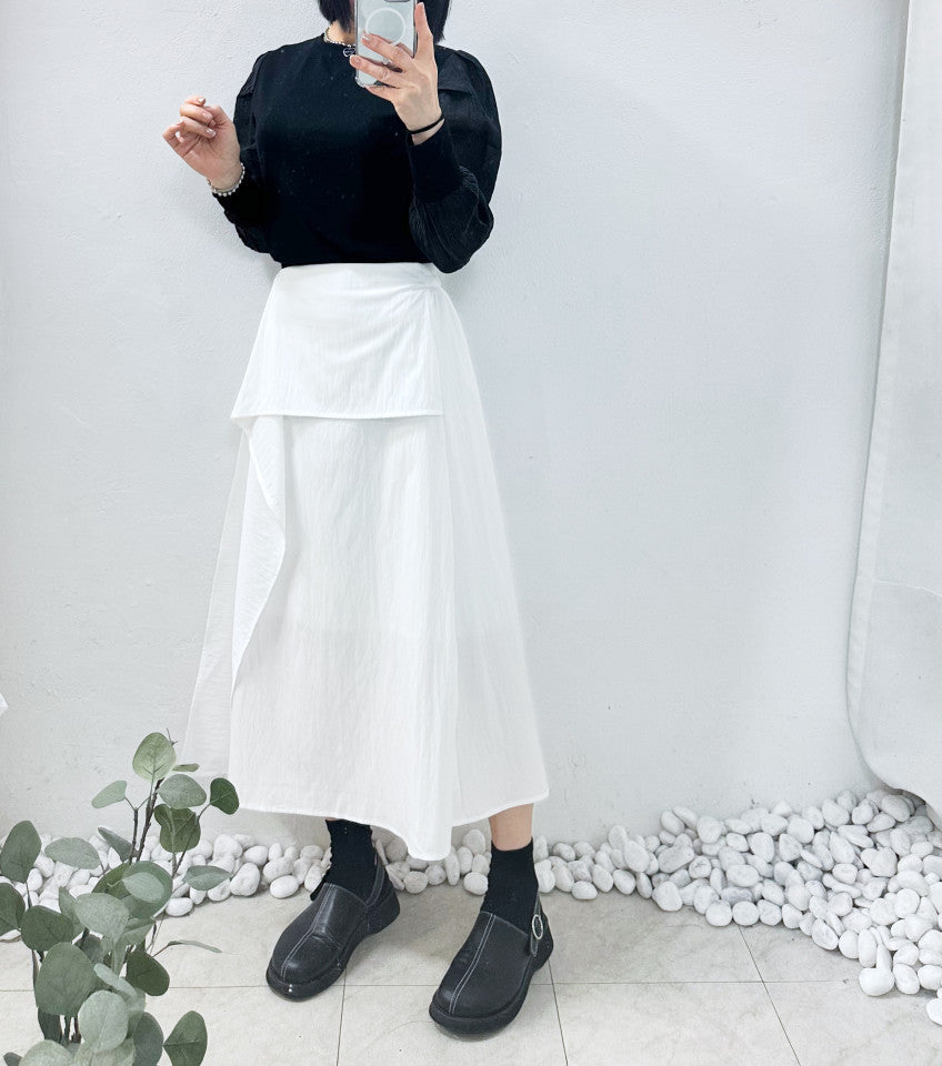 ✨ [러비] [허리30까지] 언발 레이어드 스커트 A라인 롱스커트 밴딩 스커트 여름 스커트 데일리룩 출근룩 | Rubi Asymmetrical Layered Maxi Skirt Elastic Waist Summer A-Line Skirt ✨