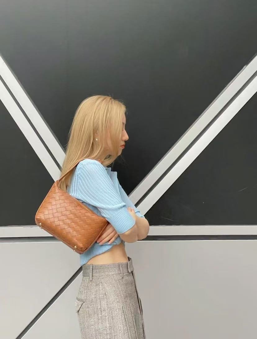👜 [프리미엄 소가죽 100%] 보테 스타일 미니 윌리 위빙 숄더백 | Premium Genuine Leather Woven Mini Willie Shoulder Bag