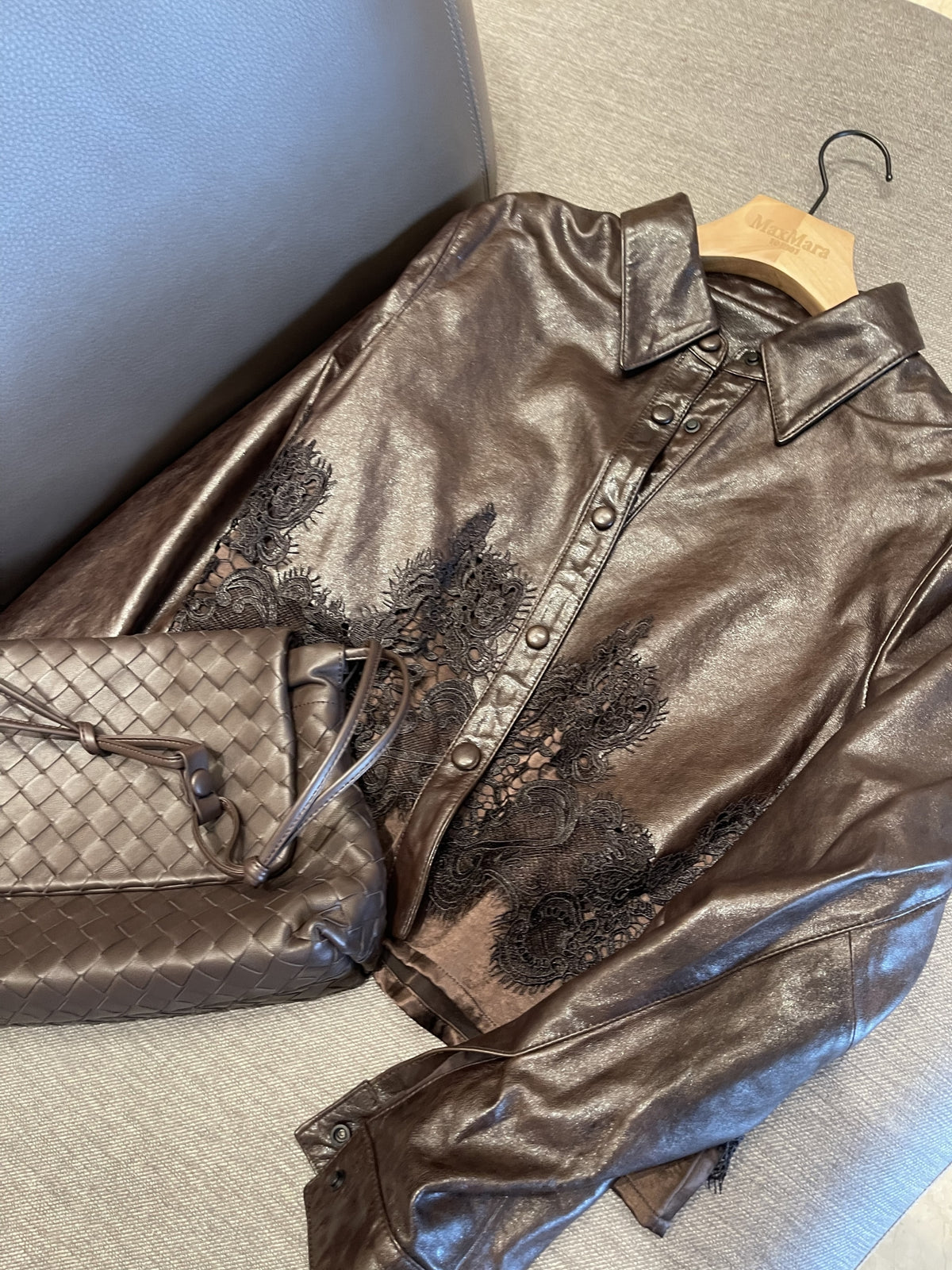 [프리미엄 고가 라인]🖤 청담동 며느리룩[PREMIUM] 100% 리얼 양가죽 레이스 셔츠 자켓 | Premium Lambskin Lace Shirt Jacket