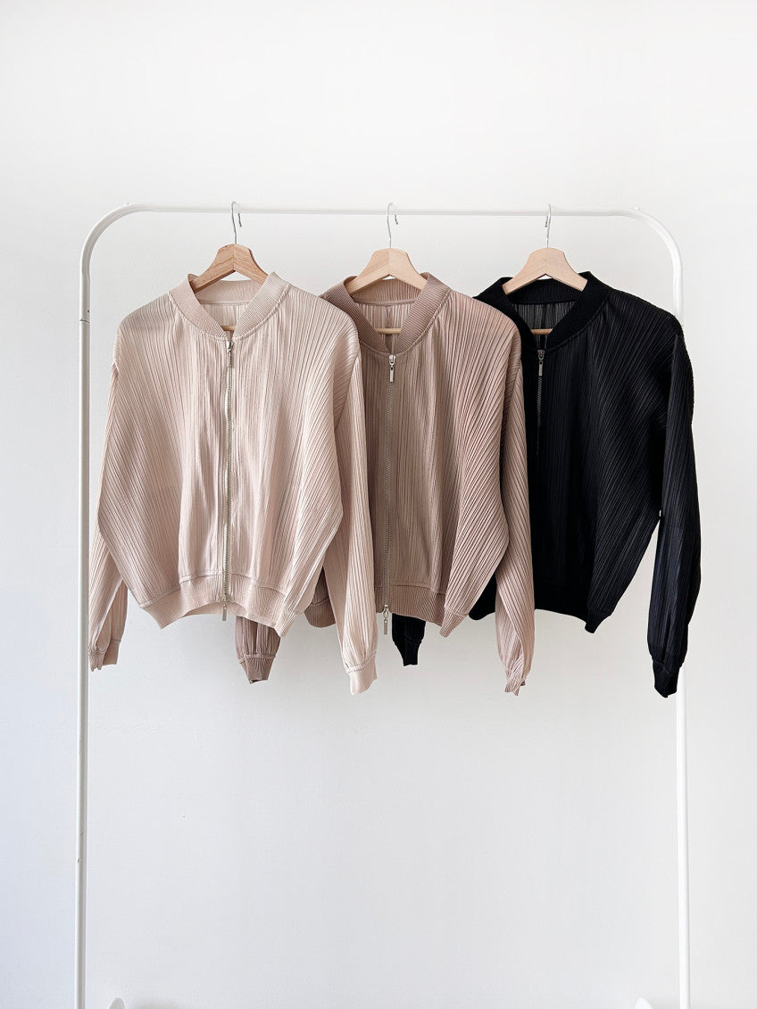🍂✨ [77까지] 플리츠 블루종 투웨이 집업 자켓 • 고급 플리츠 간절기 아우터 • 백화점 퀄리티 데일리 자켓 • Pleated Blouson Zip-Up Jacket ✨🍂