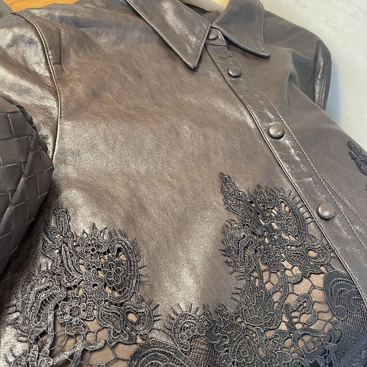 [프리미엄 고가 라인]🖤 청담동 며느리룩[PREMIUM] 100% 리얼 양가죽 레이스 셔츠 자켓 | Premium Lambskin Lace Shirt Jacket